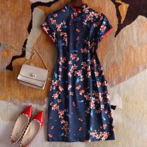 plus Size Floral Print Casual Dress Elegant Retro Style A-Line Silhouette Comfortable Fit for Plump Sister Summer New Chinese Style