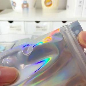 ONE-C1104 Plastik Klip Hologram Flat Packaging Bungkus Makanan Bumbu Plastik / Ziplock Hologram Foil