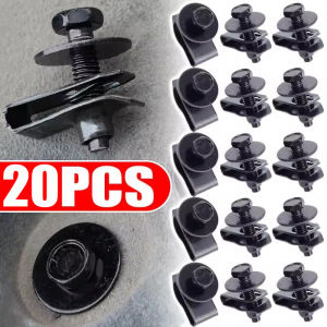20pcs xe dưới Bìa vít M6 bù-lông đầu sáu cạnh với máy giặt động cơ tấm chắn nước tấm lót chắn ghim hãm khung bảo vệ xe hơi Board Fastener