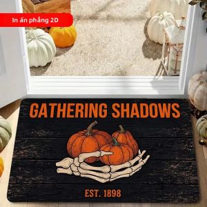 VIKAMA Halloween Skeleton Hand Pumpkin Doormat Chống Trơn Trượt Gothic Ma Quái Thảm Trải Sàn Cho Cửa Trước Lối Vào Trong Nhà Trang Trí Nhà Cửa Trong Nhà