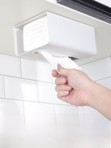 ช่องเก็บกระดาษที่ติดผนังแบบไม่ต้องเจาะ กล่องเก็บกระดาษสำหรับห้องน้ำและครัว อุปกรณ์จัดระเบียบแบบญี่ปุ่นน่ารักและเย็นชา