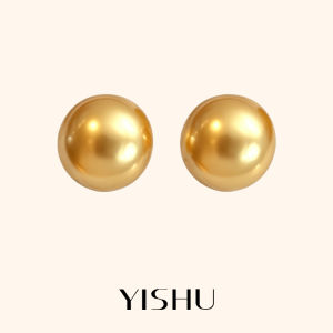YISHU |South Sea Golden Pearl Earrings 925 Sterling Silver 14mm