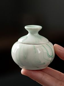 Mini Ceramic Sealed Jar Lipstick Blush Powder Medicine Capsule Cream Tea Leaf Container White Porcelain Handmade Crafted