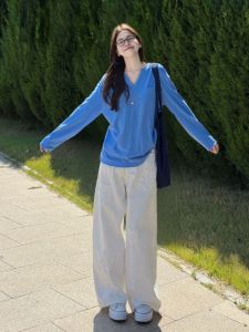 YUEZHONGWEI | Retro V-Neck Ventilated Long Sleeve Tunic
