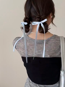 Jepitan Rambut Mini Ribbon Satin Hair Claw Pita Panjang Wanita Aksesoris Rambut HG JPT53