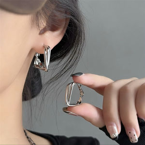 925 Silver Needle Geometric Twisted Earrings Korean Style Fashionable Minimalist Design Metal Ear Jewelry for Women