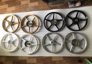 MÂM-VÀNH ĐÚC 5 CÂY KIỂU RCB RÁP ZIN KHÔNG CHẾ CHÁO ĐĨA(PHANH ĐĨA) YAMAHA SIRIUS JUPITER EXCITER 2006 2010