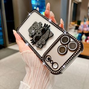 Sanrio | Ins Luxury Bling Rhinestone Hello Kitty Phone Case Shockproof Protective For iPhone 13 14 15 16 17 Pro Max Lovely Girls Cover