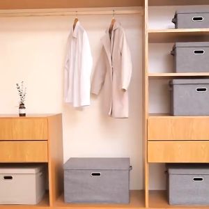 Foldable Organizer Box with handle Fabric Storage Box with lid Clothes Organizer Wardrobe Organizer Kotak Simpan Barang