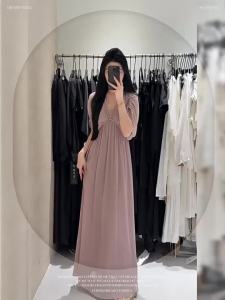 QFN | Purple Gentle V-neck Dress Slim Fit