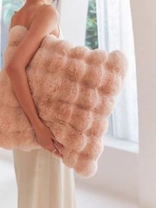 Tuscan Rabbit Fur Pillow Scandinavian Accessible Luxury Living Room Backrest Pillow Ins Style Bubble Velvet Bedroom Afternoon Nap Pillow