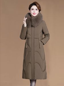 Snow Flying Womens Mid-Length Thickened down Jacket Stylish Winter Outerwear for Middle-Aged Mothers Fashionable Commute