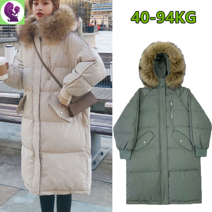 2024 Winter Down Cotton Jacket Woman Thickening Warm Windproof Fur Neck  Long Style Coat Ladies Outdoors Plus Size Casual Loose Bread Korean  Lazada