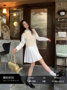 Pusumede Long Sleeve White Shirt Dress for Women Early Spring Cotton Quality Loose Fit Slimming Design Single Piece Wardrobe Essential