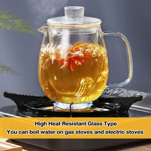 Digeo Borosilicate Glass Clear Cup With Lid and Tea Infuser Teapot 600ml and 500ml