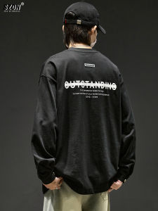 เสื้อยืดคอกลมแขนยาวทรงหลวมสำหรับผู้ชาย ทรงลำลอง สวมใส่สบาย ผลิตจากผ้าฝ้าย ปกติ ฤดูใบไม้ผลิและฤดูใบไม้ร่วง