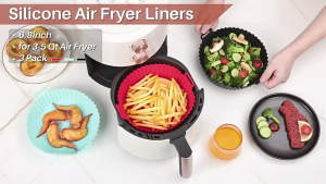 Sehat Dan Tidak Beracun Silikon Alas Air Fryer Food Hrade Bulat Alas Air Fryer Silikon Tahan Panas Tray Multifungsi Mudah Disimpan Dibersihkan Silicone Air Fryer Silicone Pot Silikon Bowl Wadah Tray Nampan Baking Cooking Tool