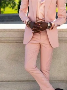2 Pieces Light Pink Fashion Elegant Men Suit Beach Wedding Tuxedo Shawl Lapel Custom Casual Wear Jacket+Pants Costume Homme