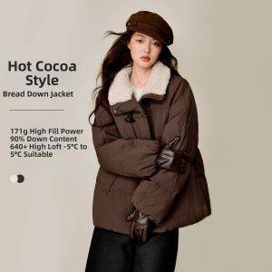 INMAN | Faux Lambswool Collar Toggle Button Womens Short Down Jacket