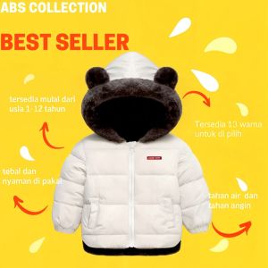 JAKET ANAK PEREMPUAN/LAKI" 1-12 WINTER/GELEMBUNG TAHUN KUPING LUCU BULU COKLAT