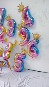 32inches Crown Number Balloon Free Straw and Glue Giant number foil balloon party deco