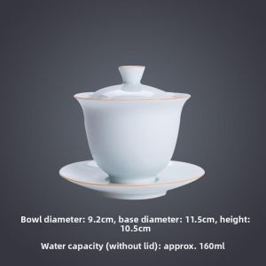 Large Heat-Resistant Gaiwan High White Porcelain Tea Cup