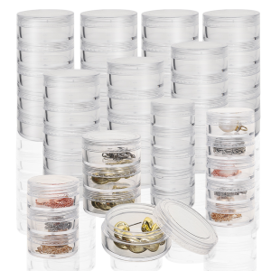5-Layers Stackable Transparent Jewelry Box Small Round Organizer Container for Beads Rings Necklaces Earrings Nails Anti Oxidation Plastic Box Case Portable Travel Storage Box