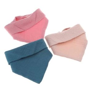3Pcs/lot Baby Muslin Bibs Soft Cotton Solid Color Bibs Saliva Towel Boys Girls Feeding Apron Bandana Drool Stuff Bibs