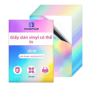 20 Tờ A4 Cầu Vồng Hình Ba Chiều Vinyl Dán Giấy Hình Ba Chiều Chống Nước In Phun Có Thể In Giấy Tự Dính