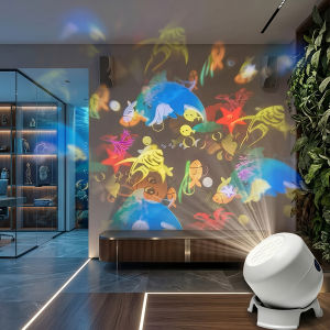 USB Powered LED Ocean Projector Light 360° Rotating Ocean Night Light Dynamic Atmosphere Lamp for Living Room Game Bedroom Decor