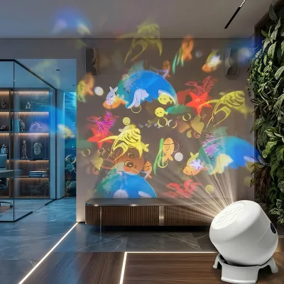 USB Powered LED Ocean Projector Light 360° Rotating Ocean Night Light Dynamic Atmosphere Lamp for Living Room Game Bedroom Decor
