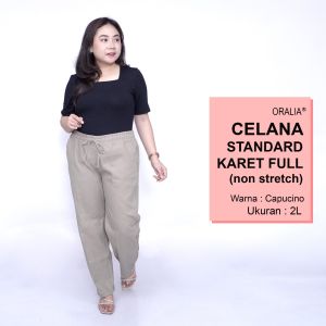 Celana Kerja Kantor Standard Karet Full (NON STRETCH) Jumbo Wanita / Celana Wanita Super Bigsize / Celana Bahan Formal Seragam Wanita / Celana Karet Kekinian Model Terbaru Trendy / Celana Katun Kerja Kantor Super Big Wanita