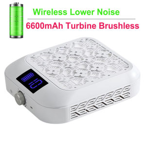 Brushless Turbine Nail Dust Collector with LED Display Adjustable Speed Portable Nail Vacuum Cleaner for Manicure Nail Art