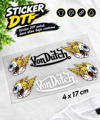 Sticker DTF Setrika Vonn Dutchh Sayap Untuk Sablon Kaos atau Baju Isi 2 pcs