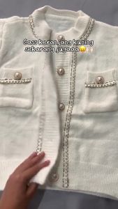 ATASAN CARDIGAN RAJUT WANITA KNIT WEAR LIST FULL MUTIARA