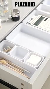 Kotak Pembatas Laci Isi 8 Pcs Warna Putih Kotak Sekat Laci Tempat Penyimpan Kosmetik