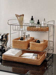 Stainless Steel Multi-Functional Desktop Organizer Rack Cosmetic Snack Cup Miscellaneous Items Arrangement Shelf Luxury Style