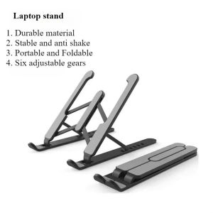 Portable Laptop Stand Aluminum Foldable Laptop Holder Notebook Stand For pad Computer Laptop Holder Black