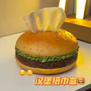 Hộp Đựng Khăn Giấy Hình Bánh Hamburger Phong Cách Mỹ Cổ Điển Trang Trí Phòng Khách Hộp Đựng Khăn Kéo Đồ Trang Trí Nhà Đồ Chơi Thú Vị