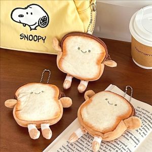 1/2Pcs Cute Cartoon Toast Coin Purse Portable Lightweight Coin Key Bag Bread Earphone Bag Girl