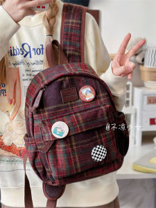 กระเป๋านักเรียนใบเล็กลายสก๊อตผ้าวูลกระเป๋าเป้สะพายหลังมินิผ้าพลัฌลำลองนิชแบรนด์สไตล์ญี่ปุ่น ins กระเป๋าเป้แมทช์ลุคง่ายสำหรับสาวๆ