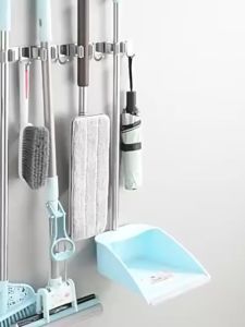 Tempat Penjepit Gantungan Sapu Pel Dinding 3 Kait Mop Broom Holder Kapstok Stainless 304 Cantolan Sapu