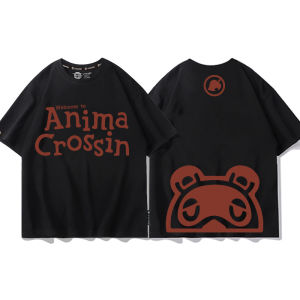 Anime Short Sleeve Mens T-shirt Animal Forest Friends Summer Trendy Kids Clothes round Neck Polyester Fiber Printed T-shirt