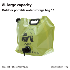BSWOLF Outdoor Mini Folding Water Bag Camping 8L Large Capacity Portable Water Bag Thickened Soft Food Grade Water Storage Bag