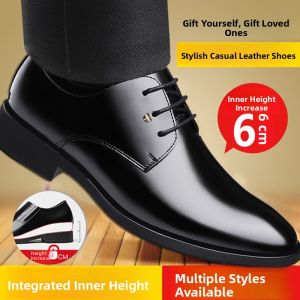 True Soft Leather Mens Shoes Casual Flat Bottom Groomsmen Business Formal Youth Student Leisure Wedding Shoes Derby Shoes