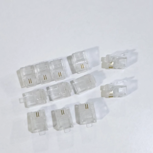 Đầu RJ11 2 line 6P2C (Đầu 2 tim 2 Pin Rj11 2 line 6P2C) (Nhựa trong chân cứng xi mạ đồng)
