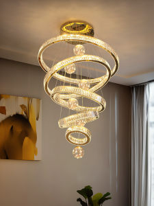 โคมไฟคริสตัลสไตล์โมเดิร์นขนาดใหญ่สำหรับบ้านพักชั้นเดียวสไตล์วิลล่า โคมไฟกลางแจ้งแบบมีสายสาน