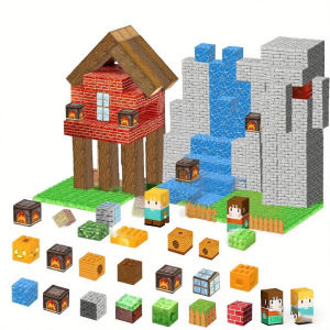 Magnetic Building Blocks Mine World Cube Magnet Set for Kid Age 3+ DIY Model Children Exercise Thinking and Creativity Gift Doll