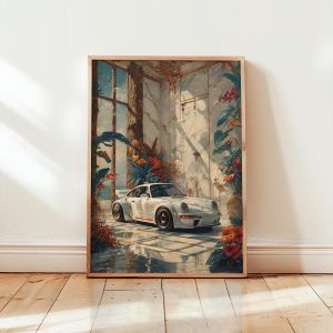 Poster for Porsche 911 Wall Art RWB Wall Art Vintage Car Wall Art Classic Car Poster White Porsche 911 Digital Download