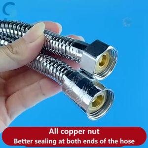 Gbest SUS304 Stainless Steel Flexible Shower Hose Heavy-Duty 1.5M Silver/Black Hose for Shower Head Faucet Bidet Anti-Burst High-Pressure Compatible with Bathroom Heater Accessories Handheld Shower Kepala Pancuran Tangan Mandi Set